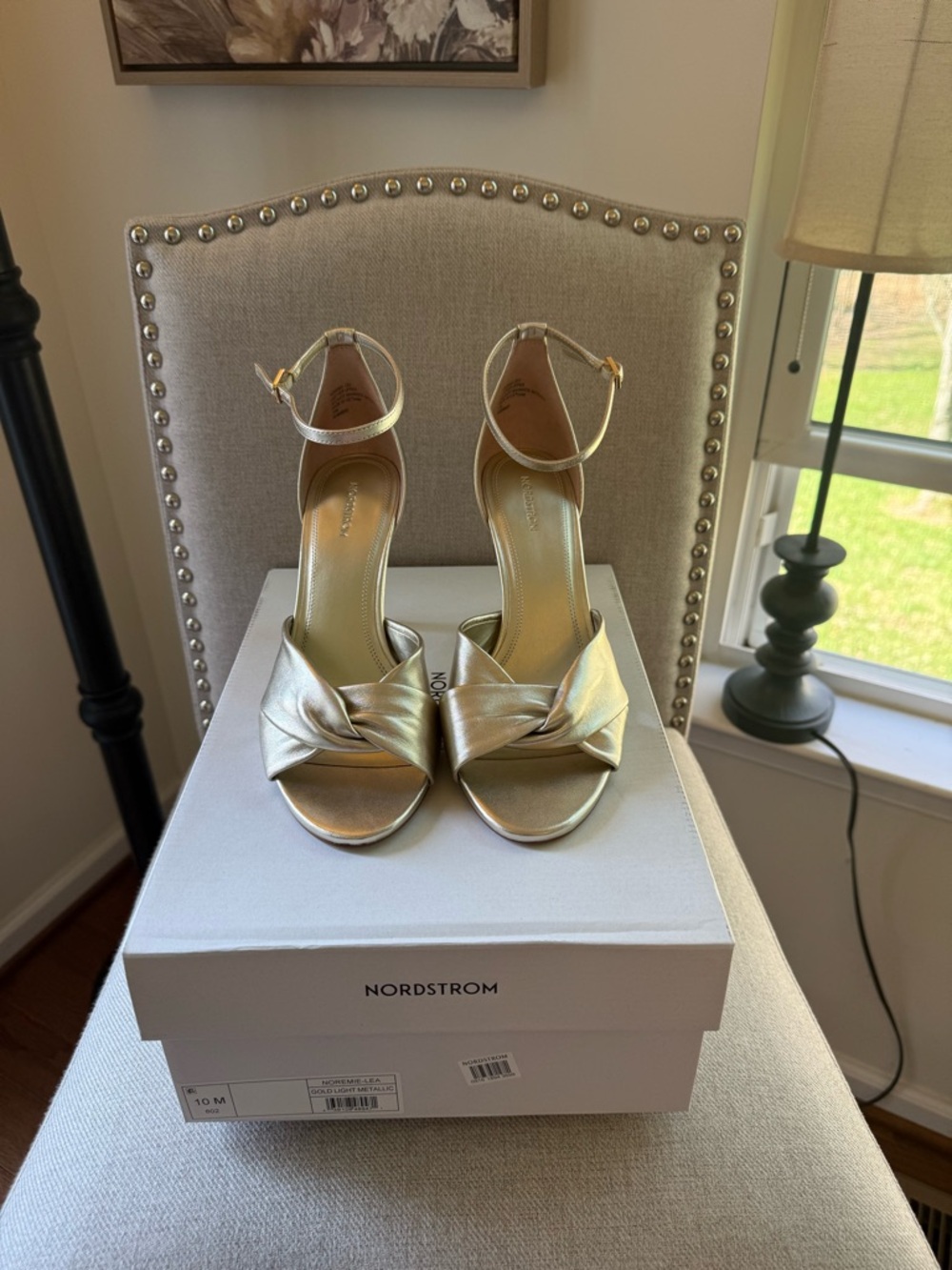 Nordstrom Remie Ankle Strap Heels in Gold Light Metallic - Size 10 - **NWT**